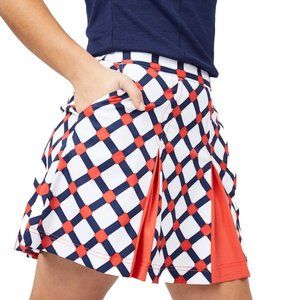 Woven Pleated Skort in Geo Print (Org/Blue/Wht)